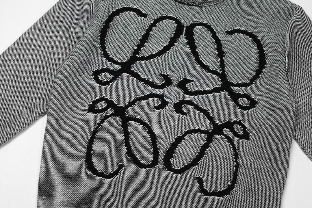 Fashionable jacquard sweater-Grey