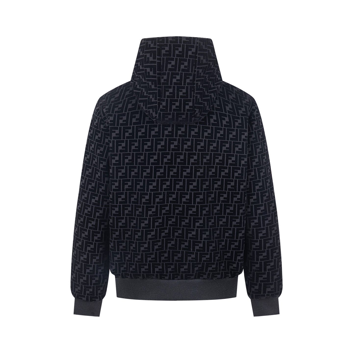 Flocked all-over print hooded jacket