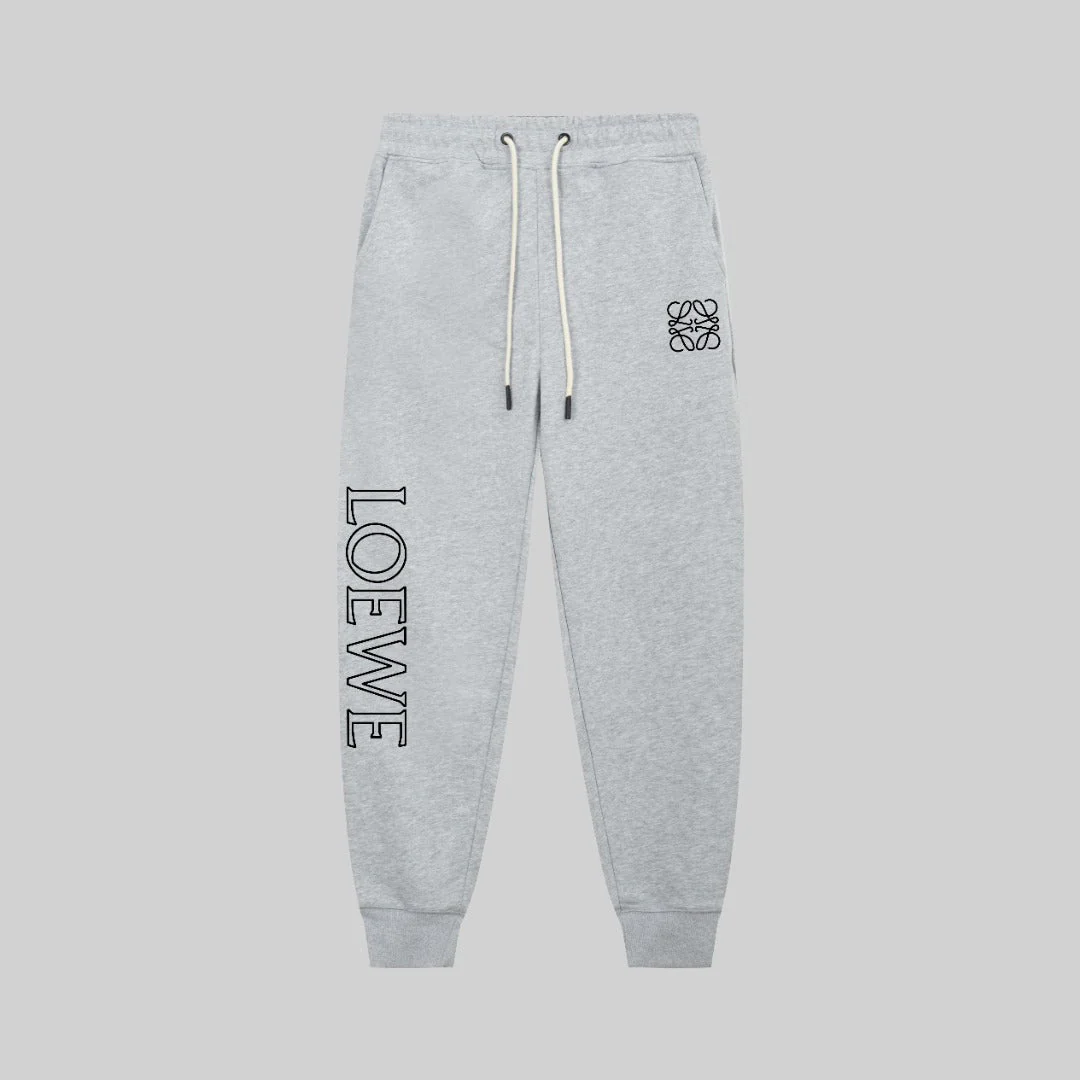 Embroidered drawstring casual trousers