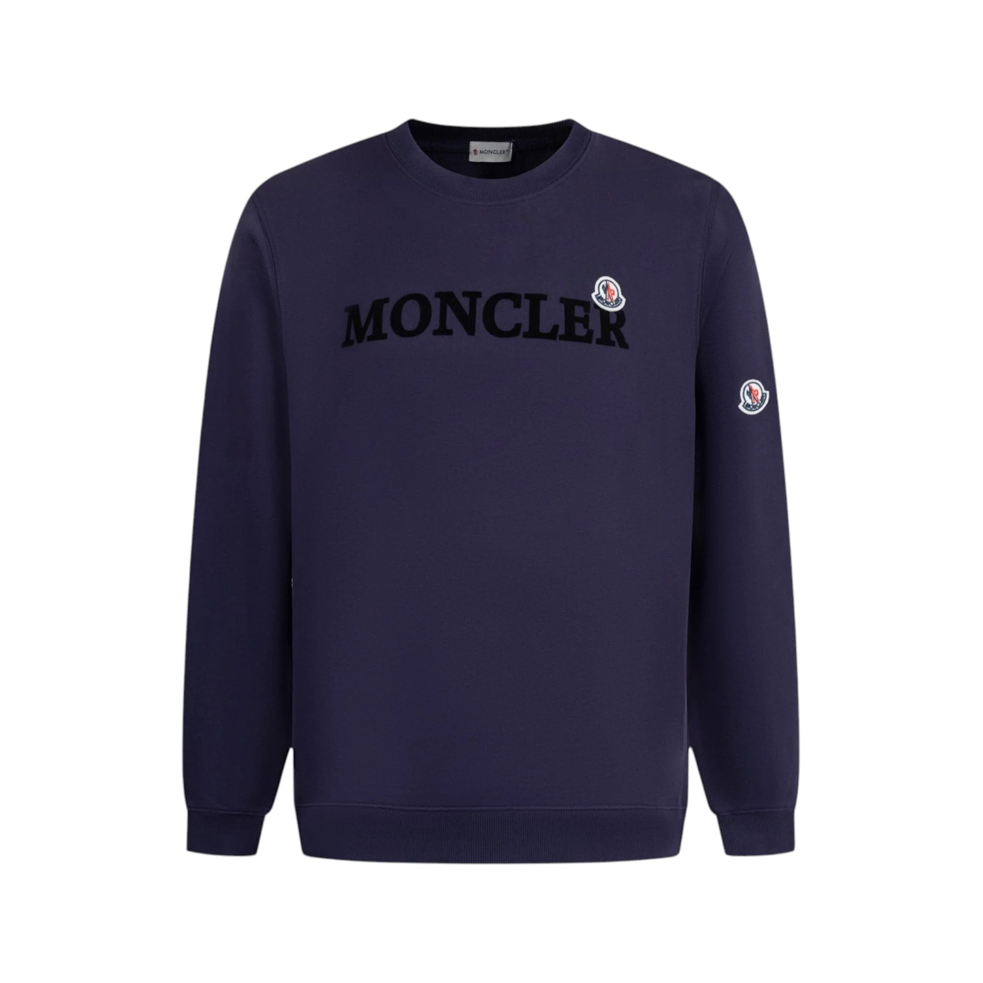 Flocked crew neck cotton sweatshirt