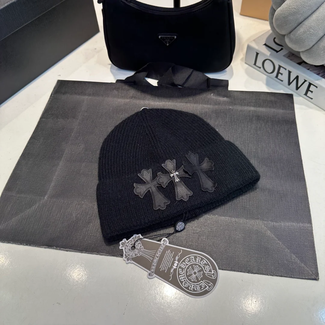Leather Monogram Cashmere Knitted  Beanie