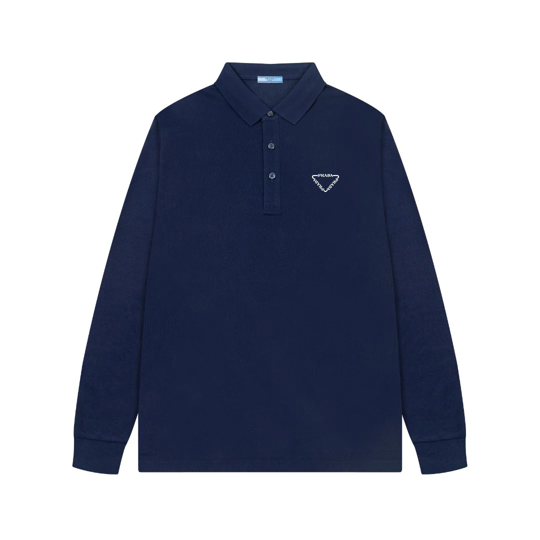 Printed lapel polo long-sleeved T-shirt