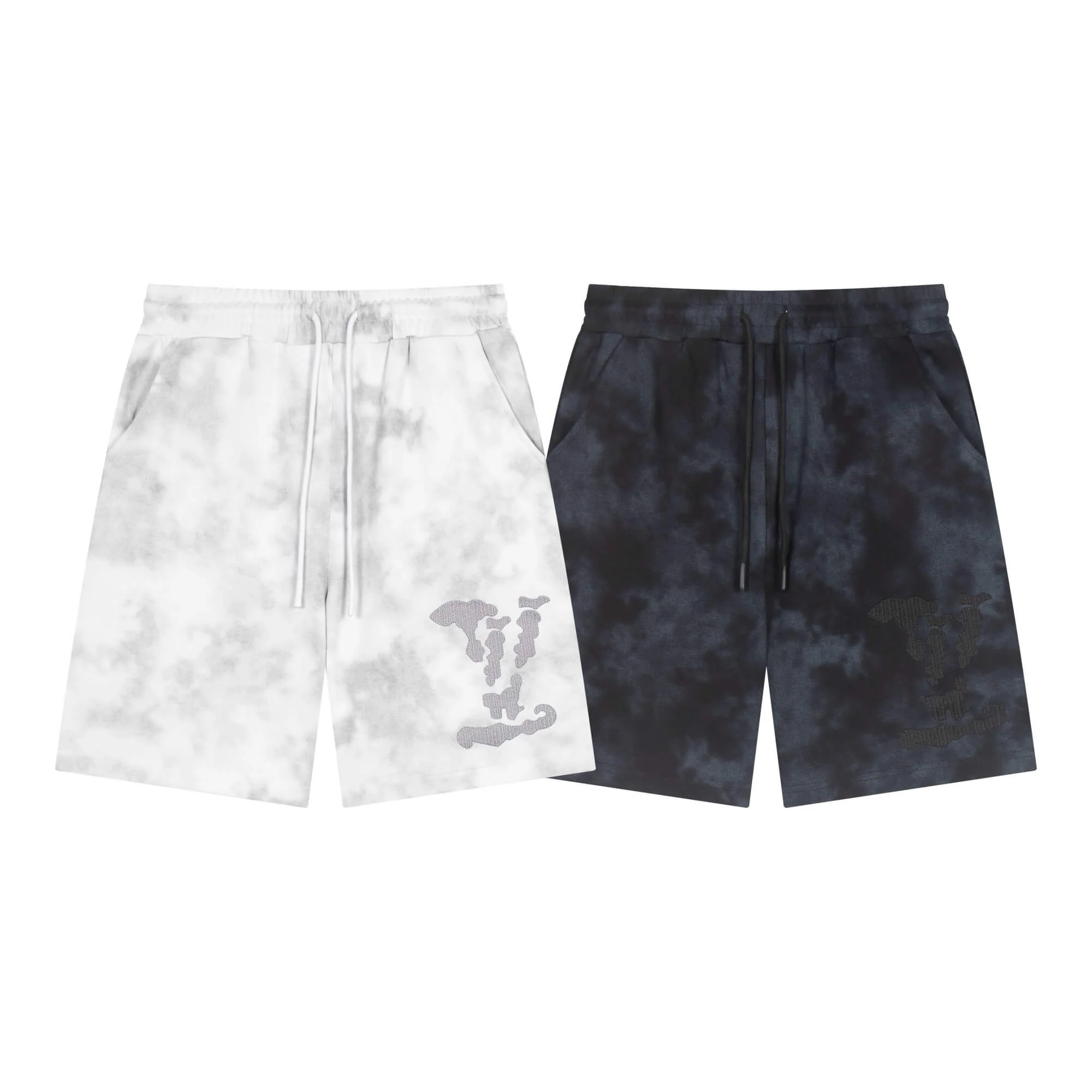 Rendered Classic Pattern Embroidery Shorts