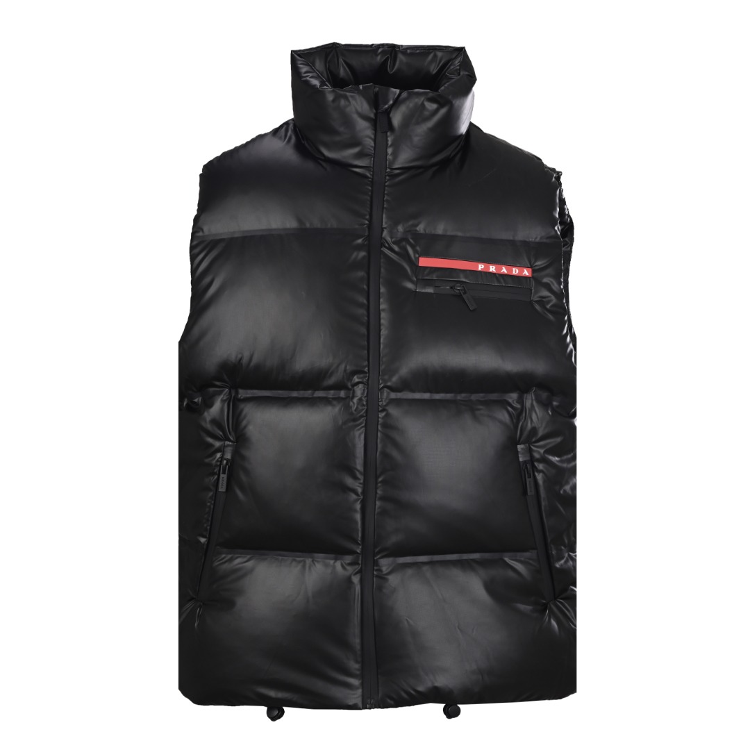 Classic red silicone trim down vest