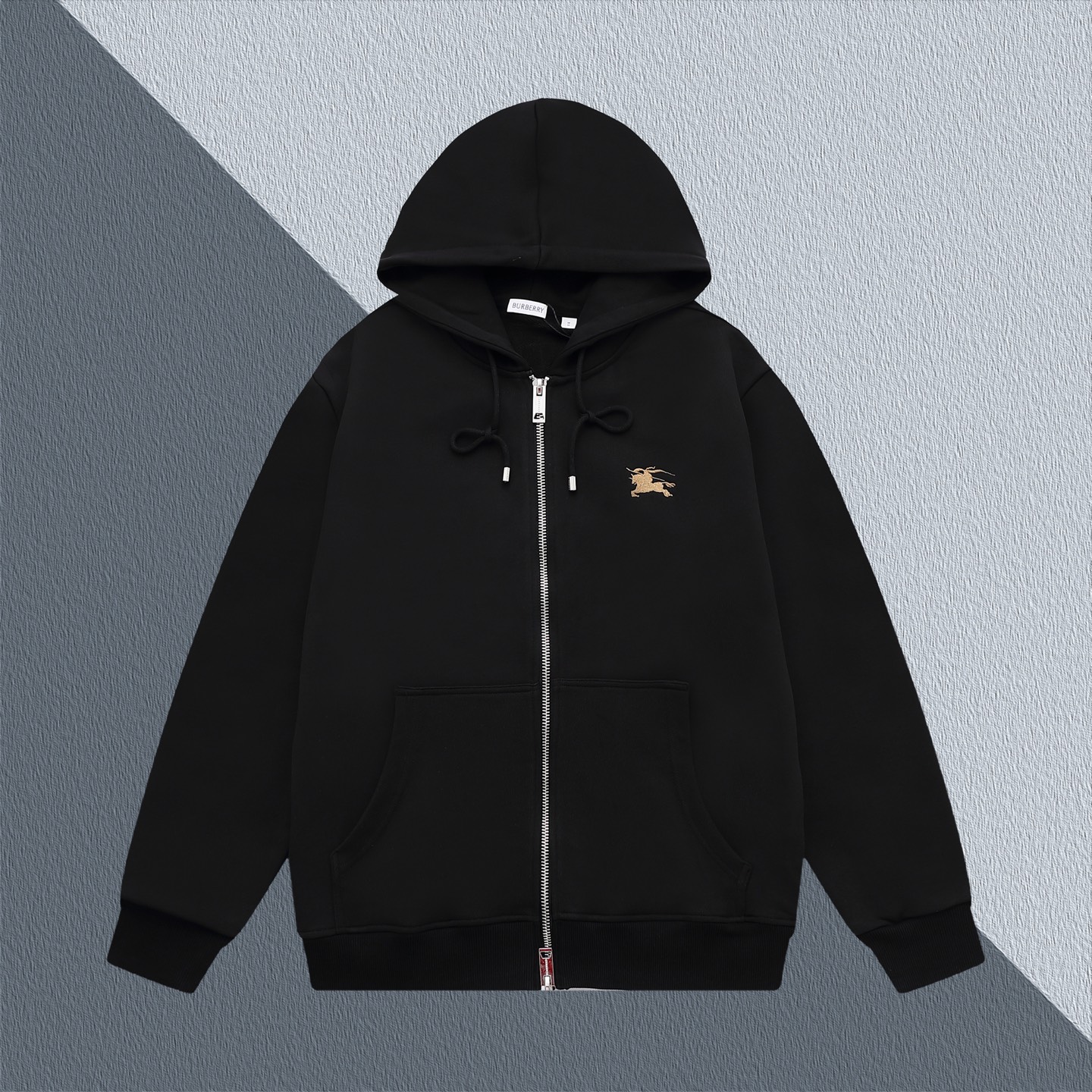 Embroidered warhorse hooded zip-up sweatshirt