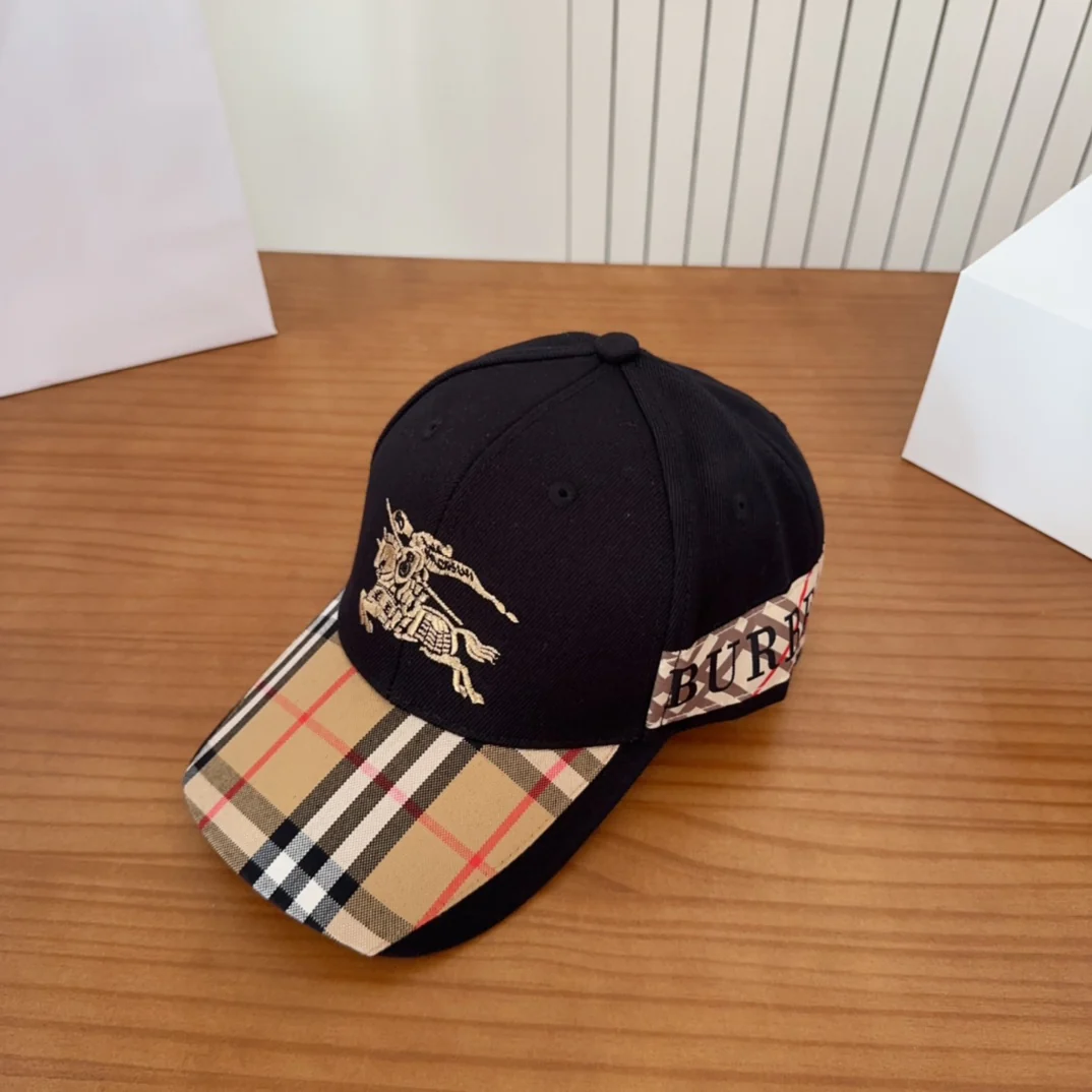 Embroidered plaid baseball cap