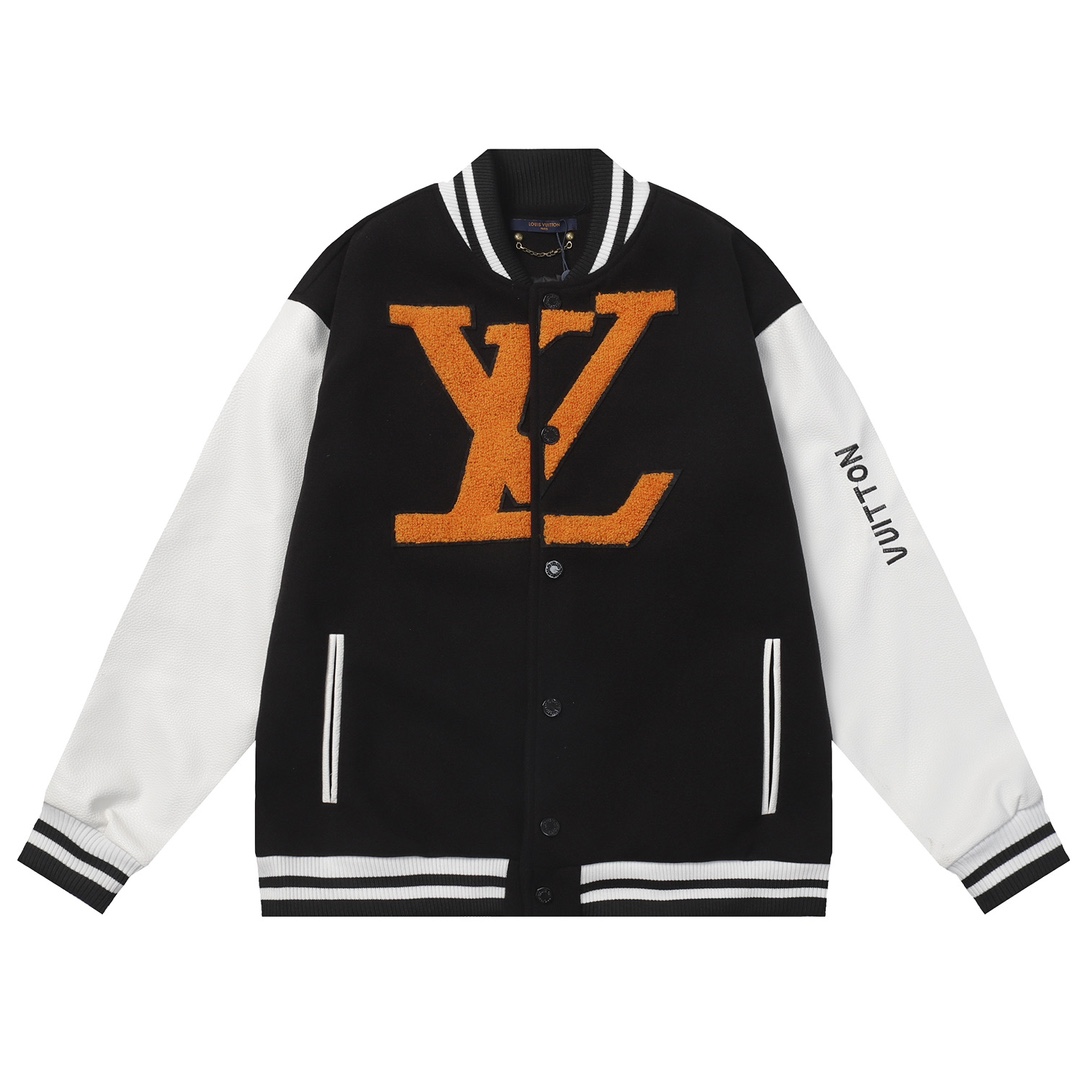 Lychee-textured cowhide baseball jacket