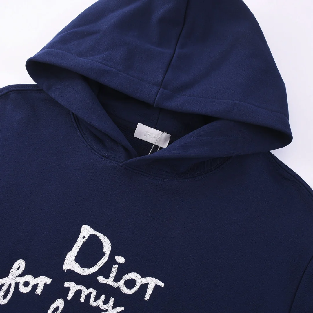 Embroidered cotton hooded sweatshirt