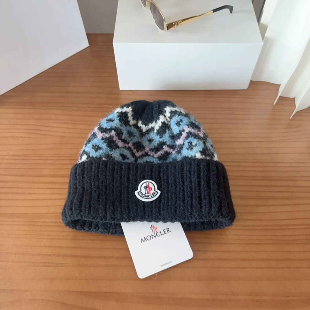 Patterned Wool Knit Beanie