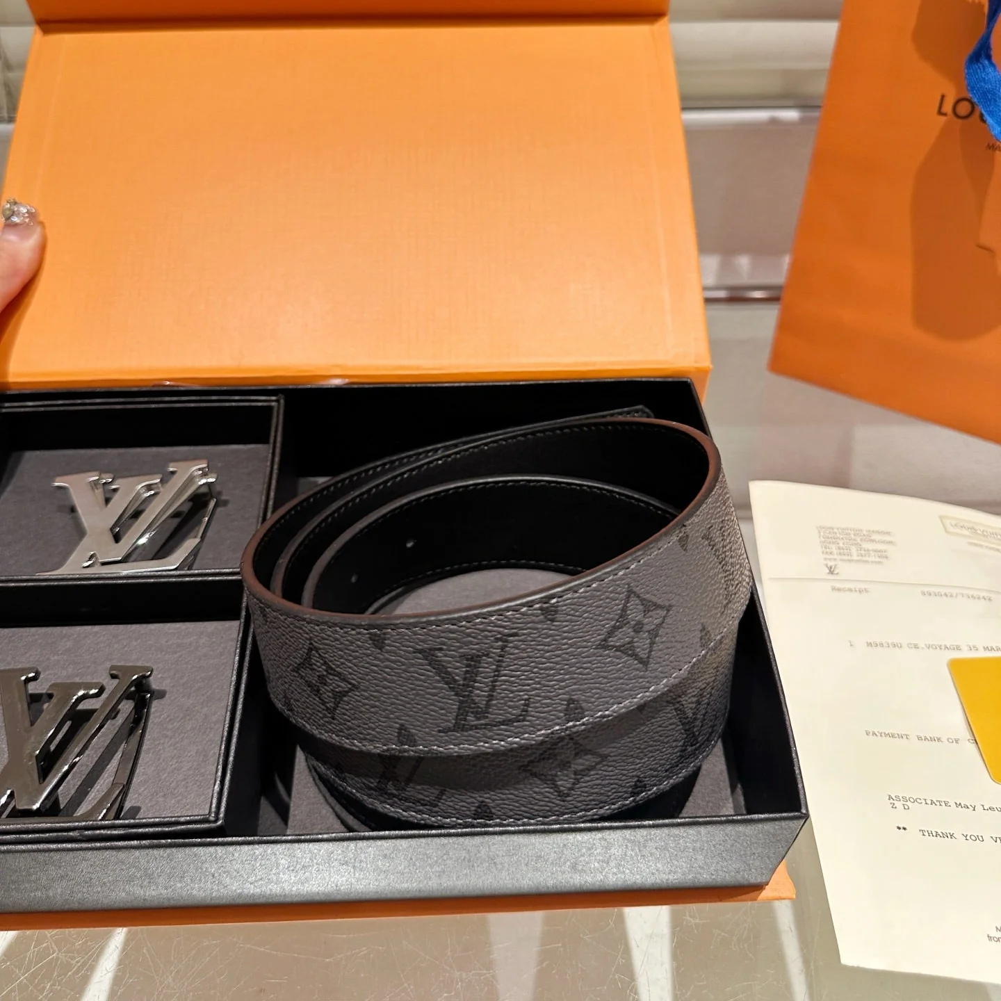 Gray Belt with Double Buckles Gift Box