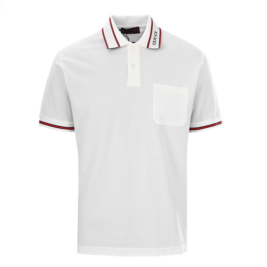 Lapel cotton polo shirt
