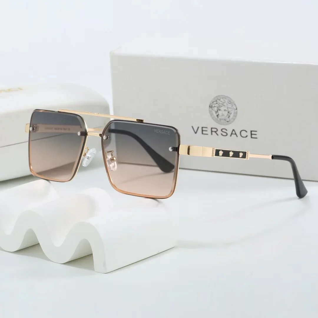 Gradient two-tone metal square sunglasses