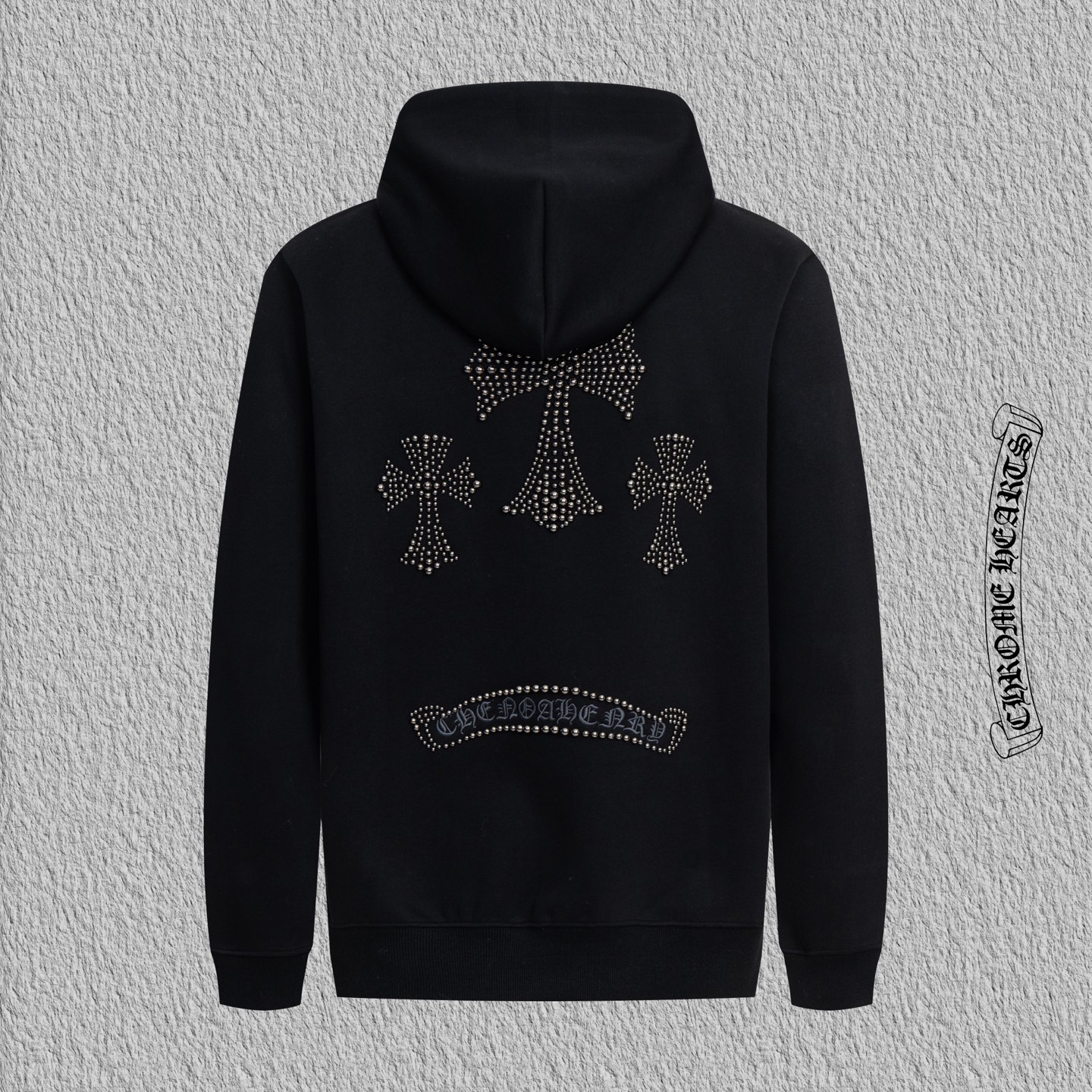 Studded Embroidered Hooded Sweatshirt Jacket