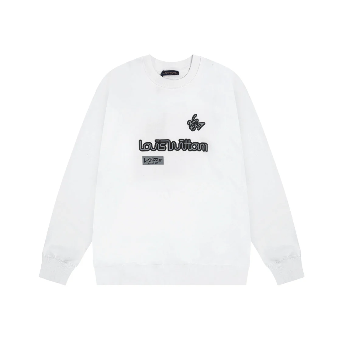 White Cotton Engraved Print Sweatshirt