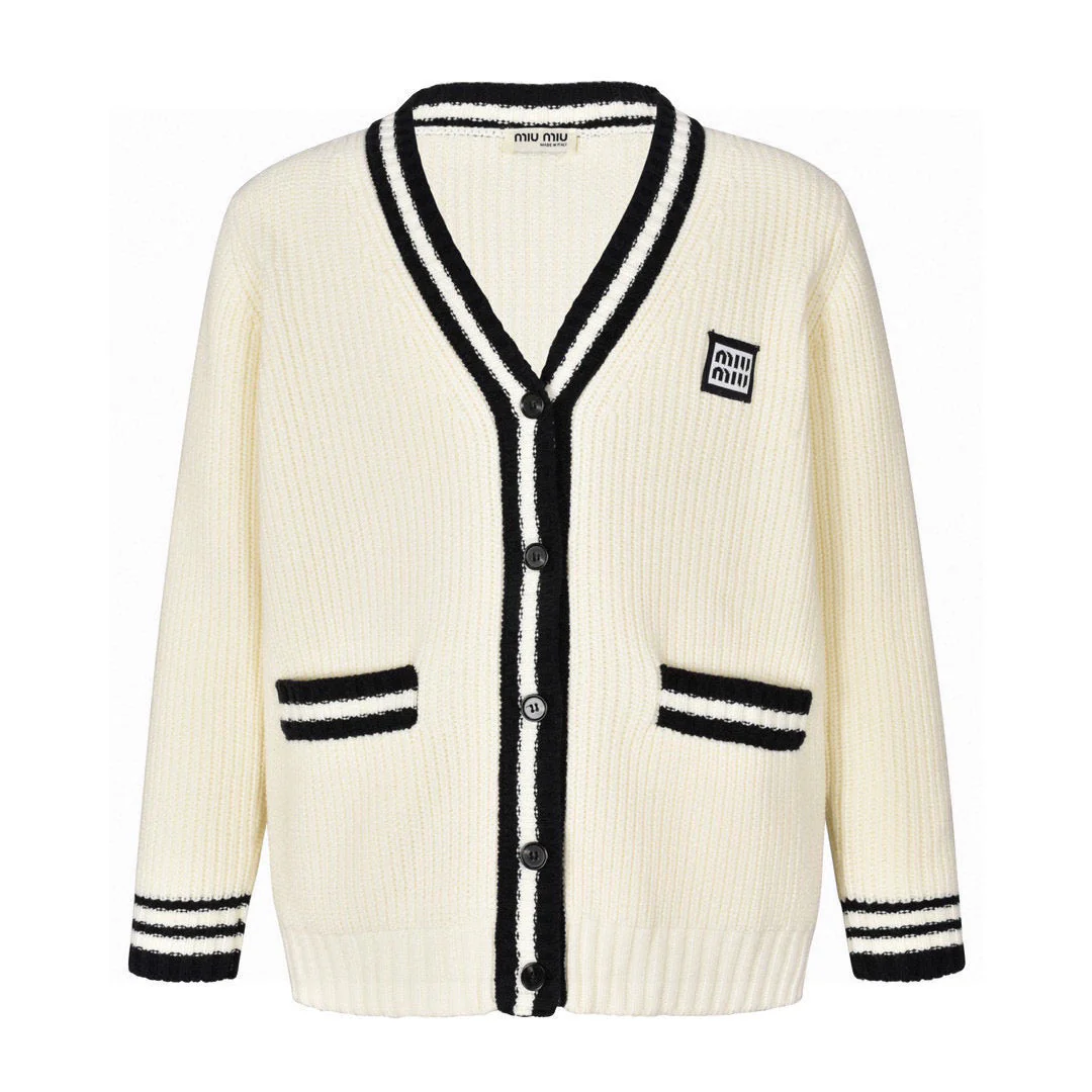 Contrast color sweater cardigan