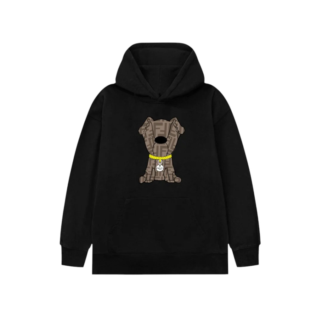 Printed cartoon dog hooded sweatshirt