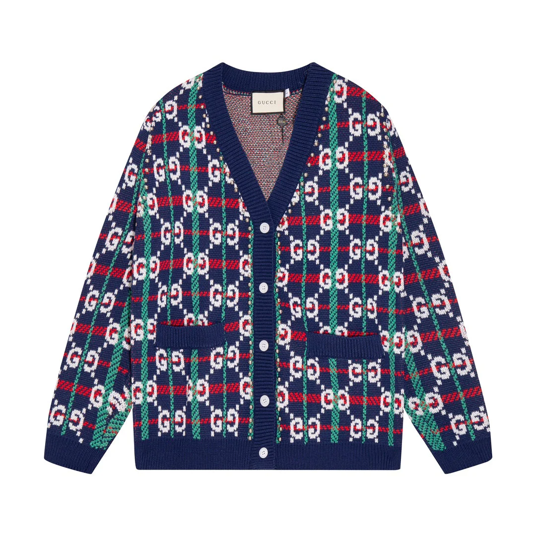 Knitted embroidered cashmere cardigan