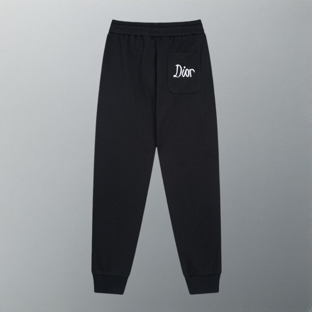 Embroidery drawstring casual trousers