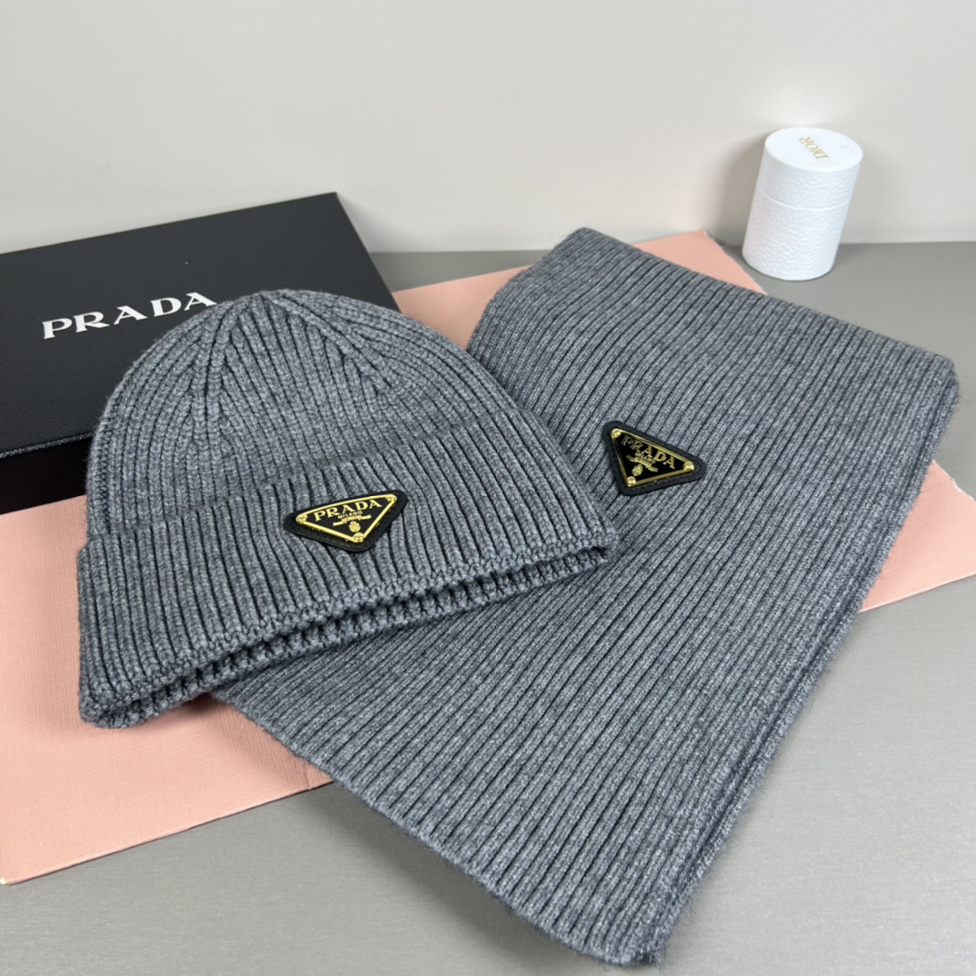 Triangle Knitted Scarf and Hat Set