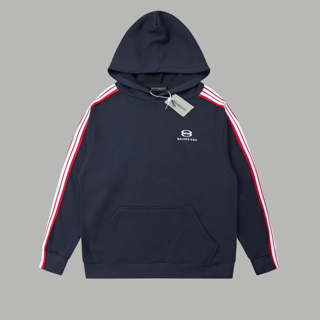 Web stripe hooded sweatshirt