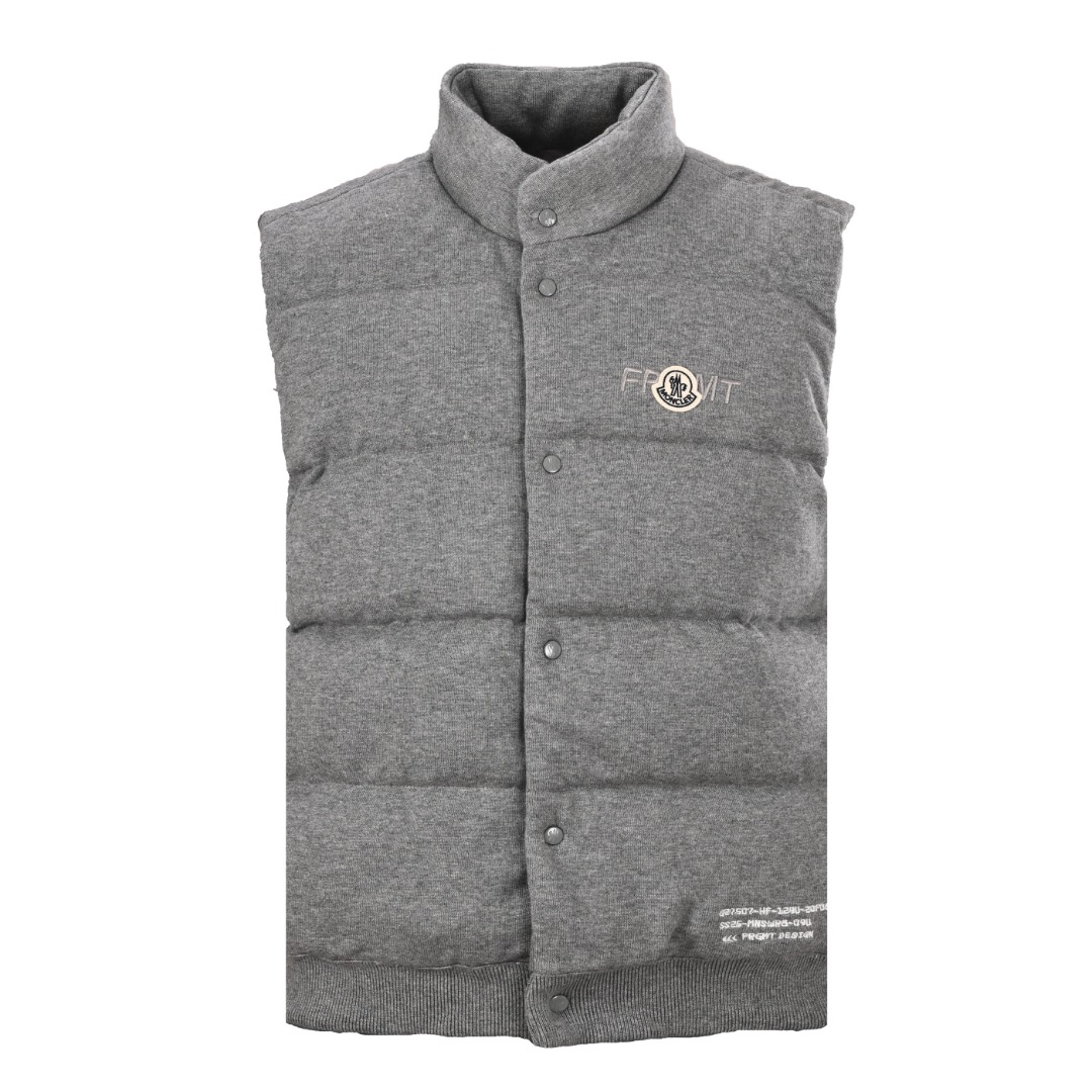 Embroidered stand-collar down vest