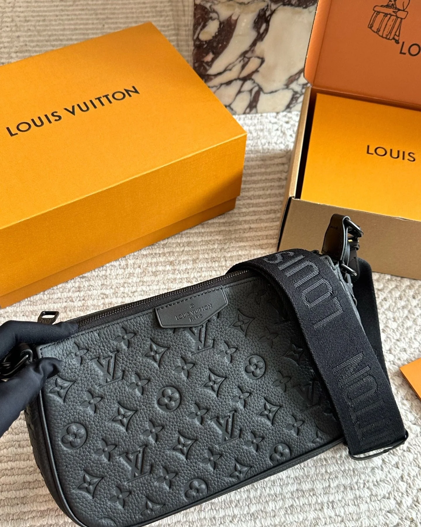 Men's Embossed Crossbody Bag