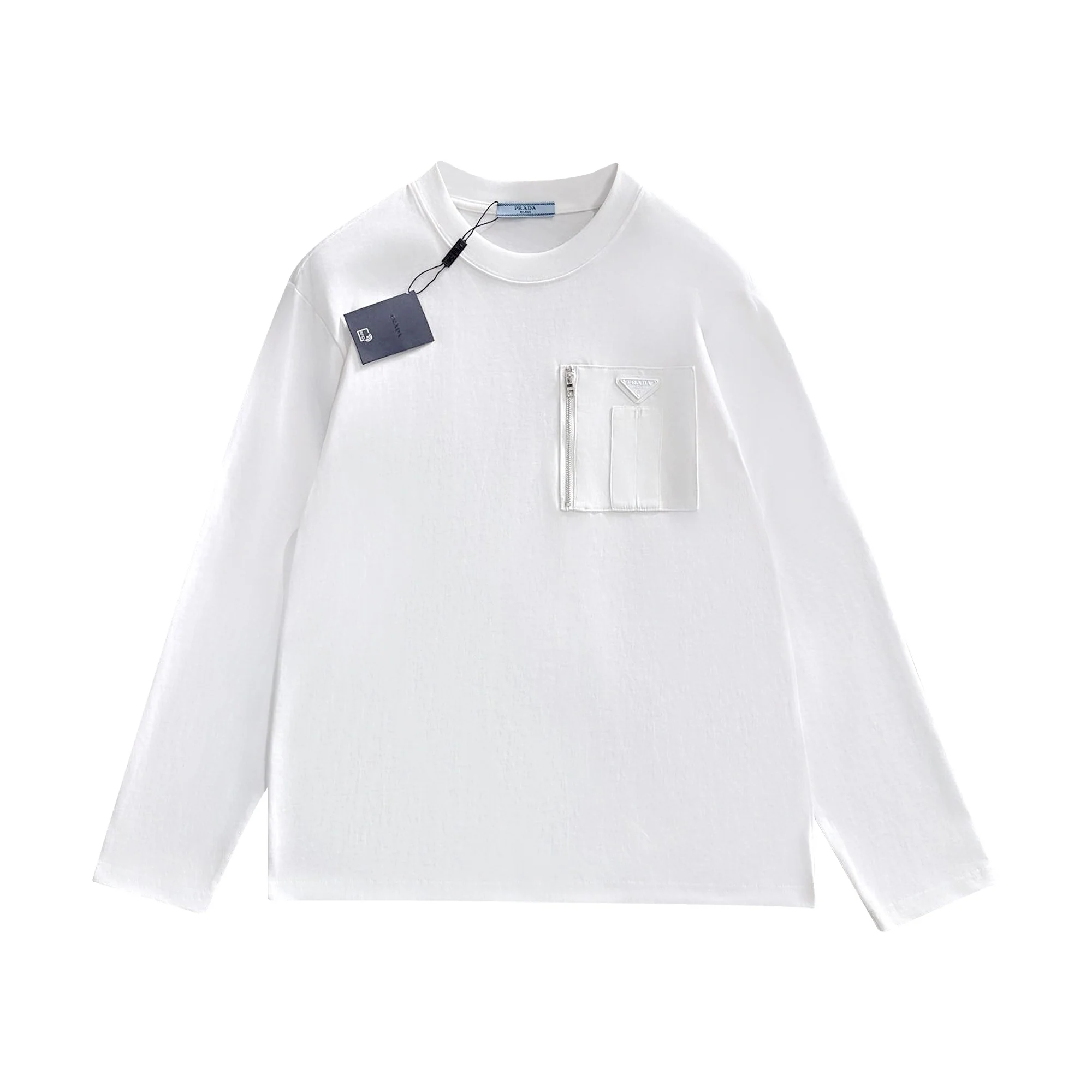 Pocket cotton long-sleeved sweatshirt