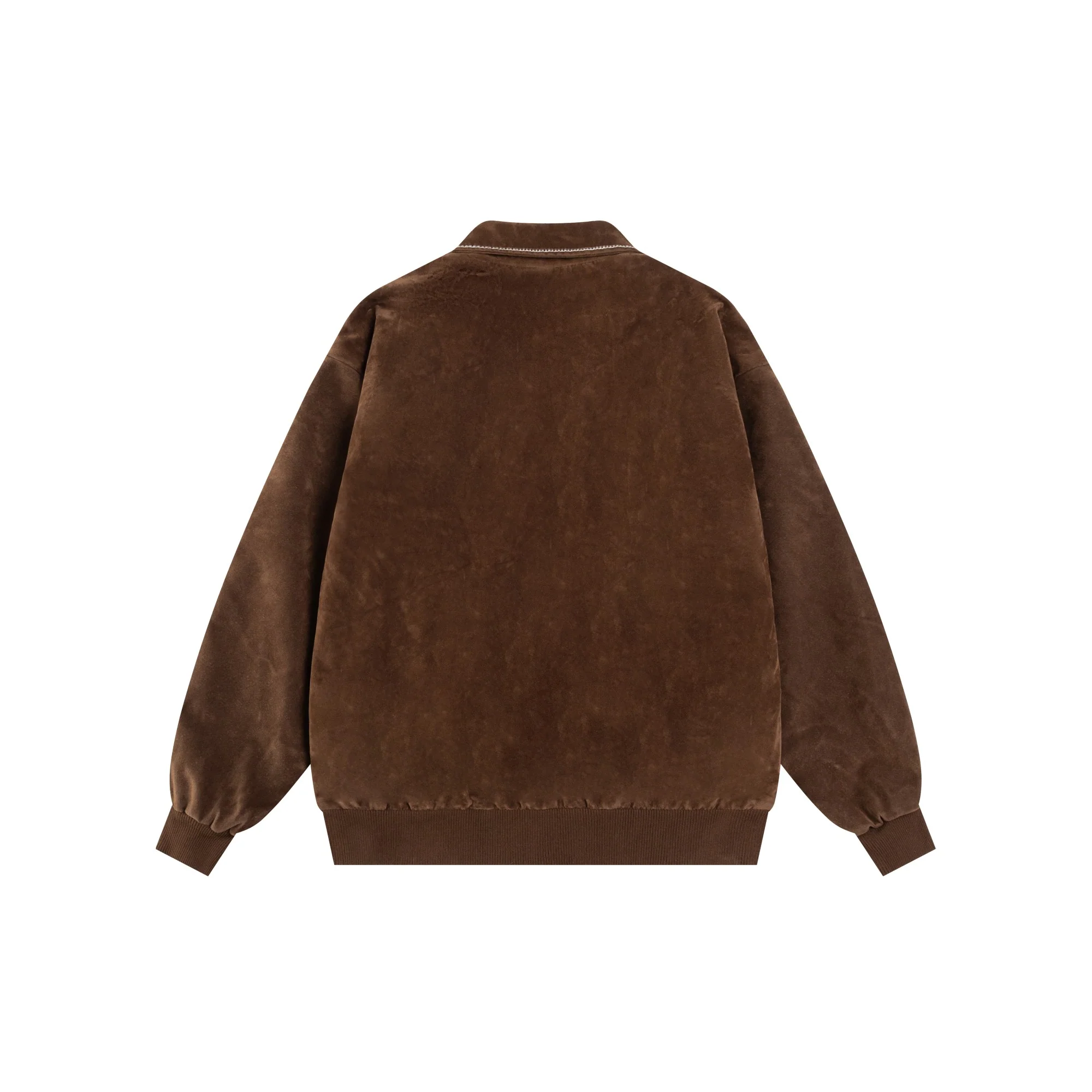 Embroidered suede cowhide bomber jacket