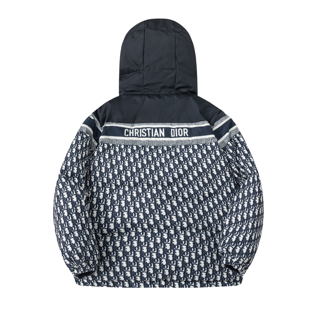 All-over print jacquard down jacket