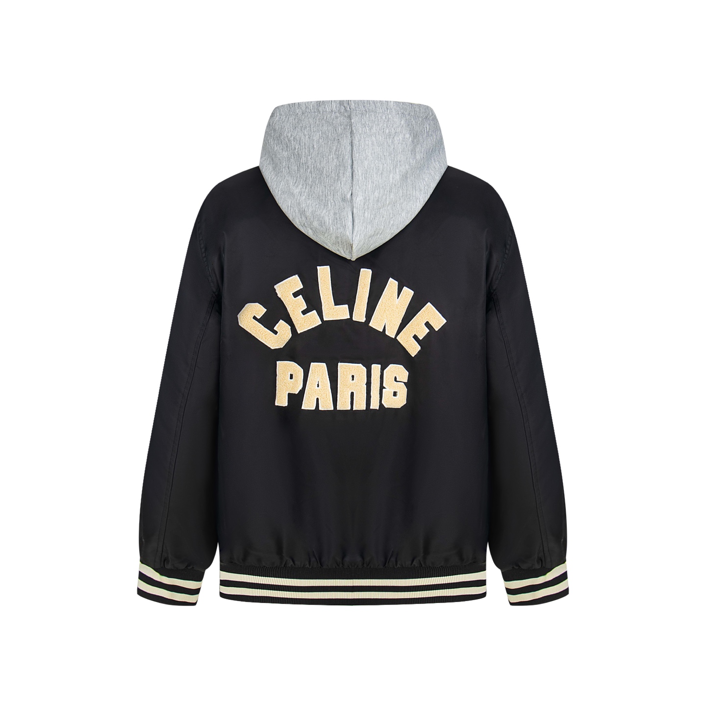 Hooded quilted baseball jacket