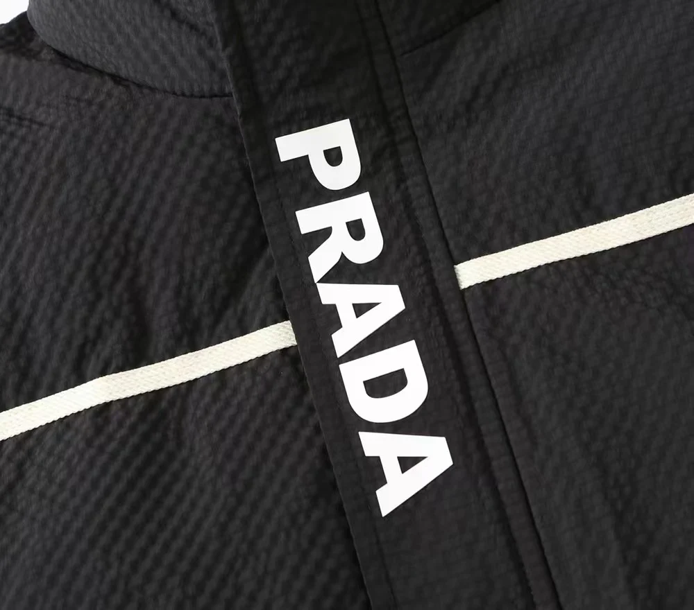 Striped zip-up down jacket