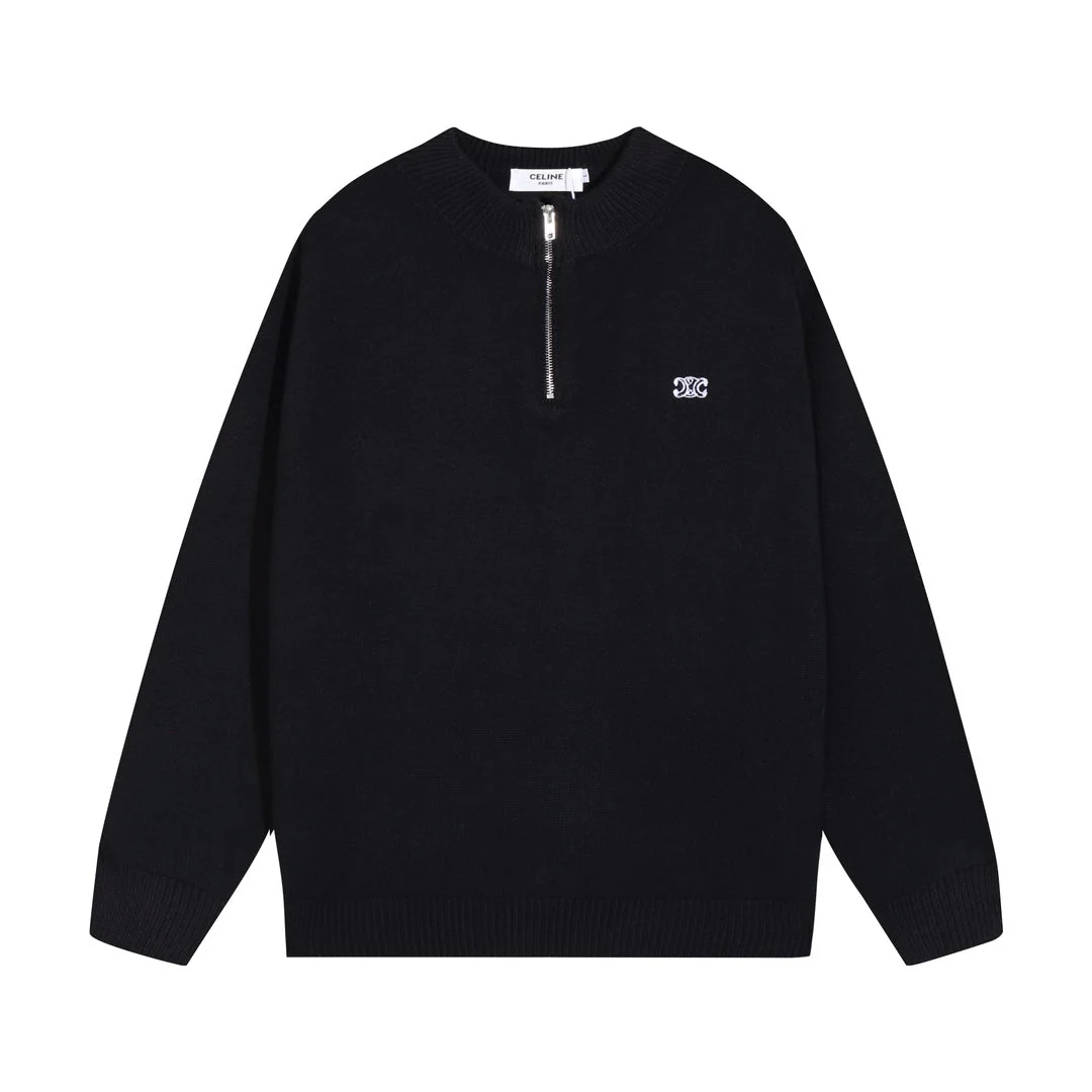 Zippered knitted cashmere sweatshirt