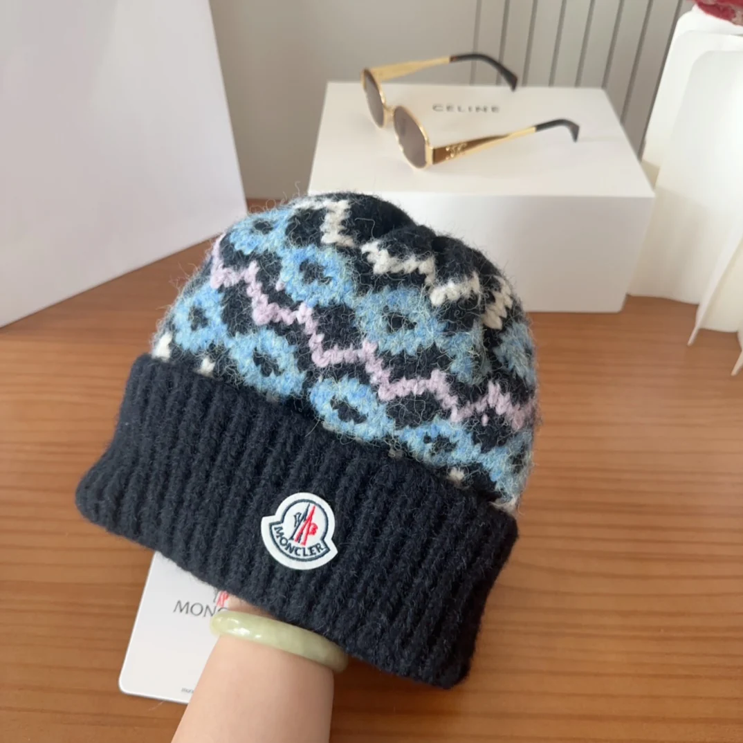 Patterned Wool Knit Beanie