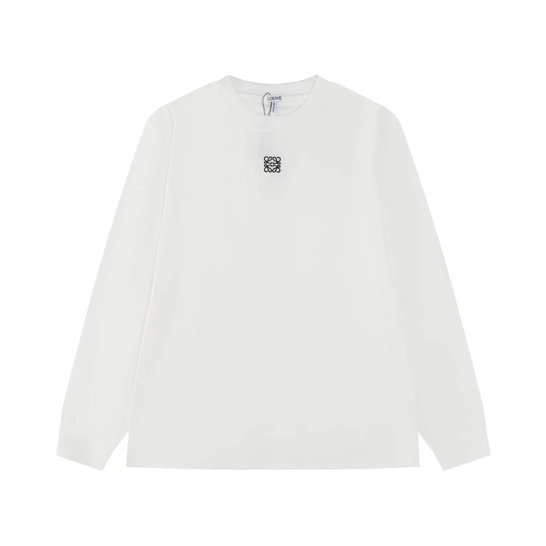 Embroidered cotton long-sleeved T-shirt