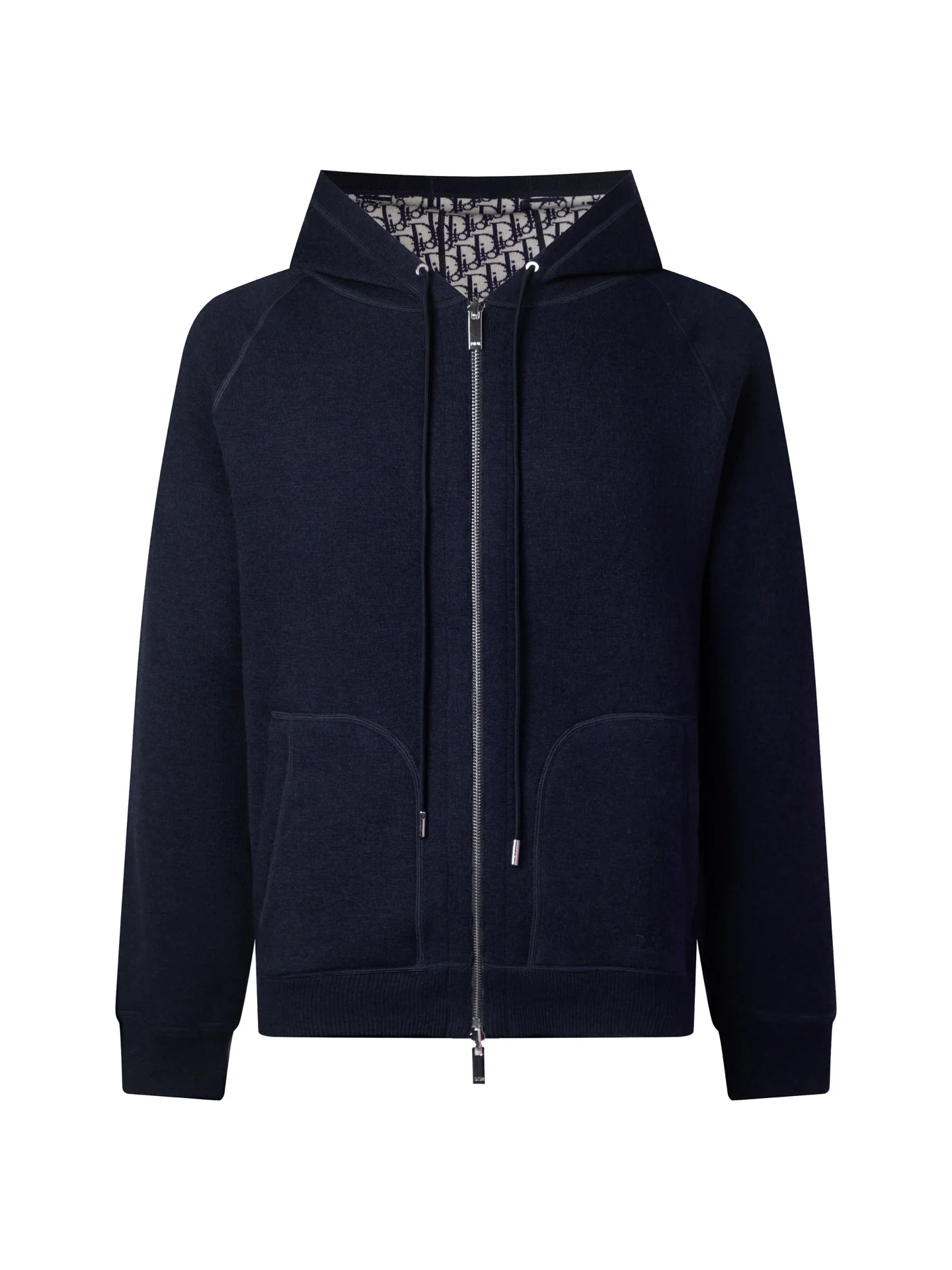Reversible embossed cashmere hooded jacket