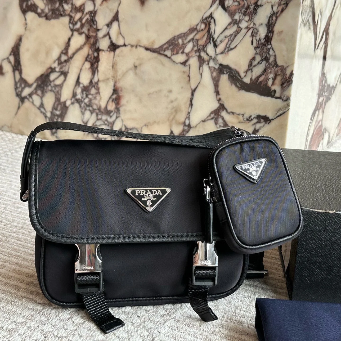 Black Nylon Men's Messenger Bag