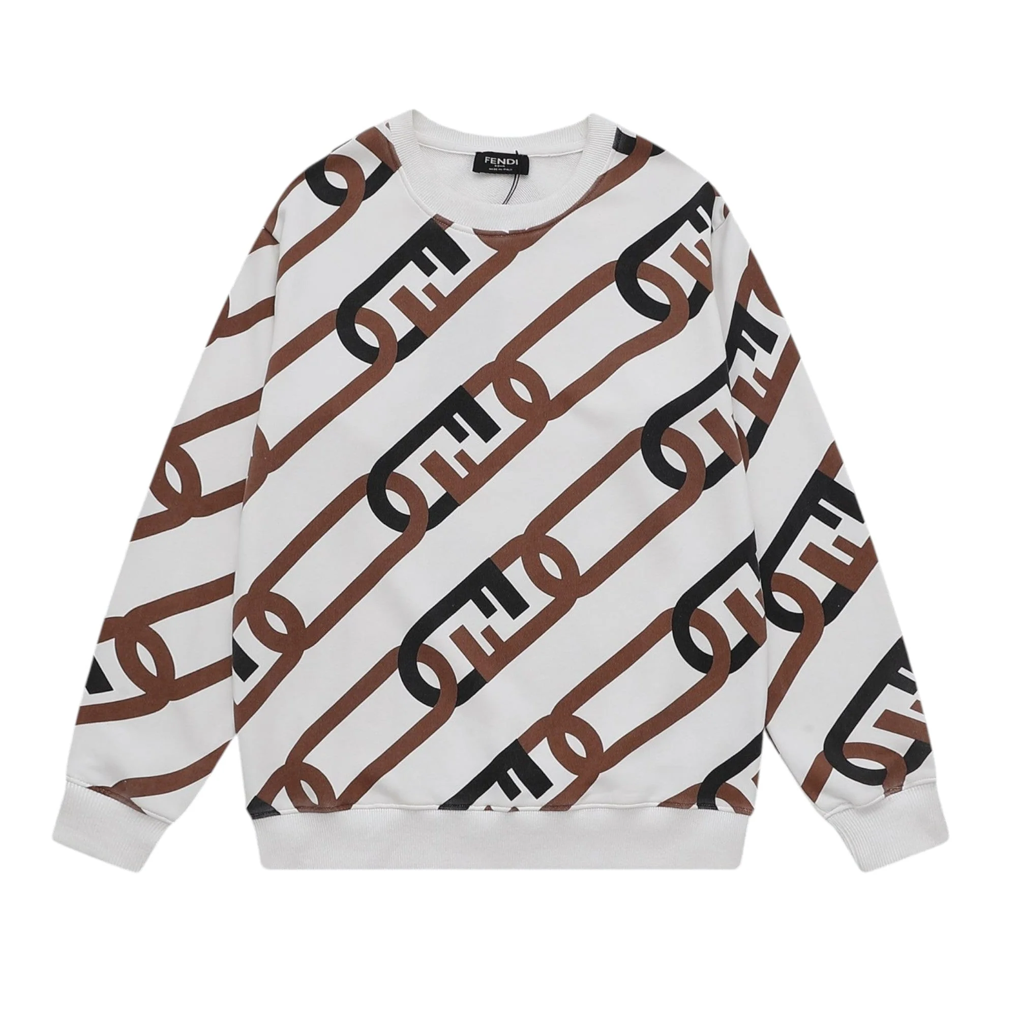 jacquard crew neck cotton sweatshirt