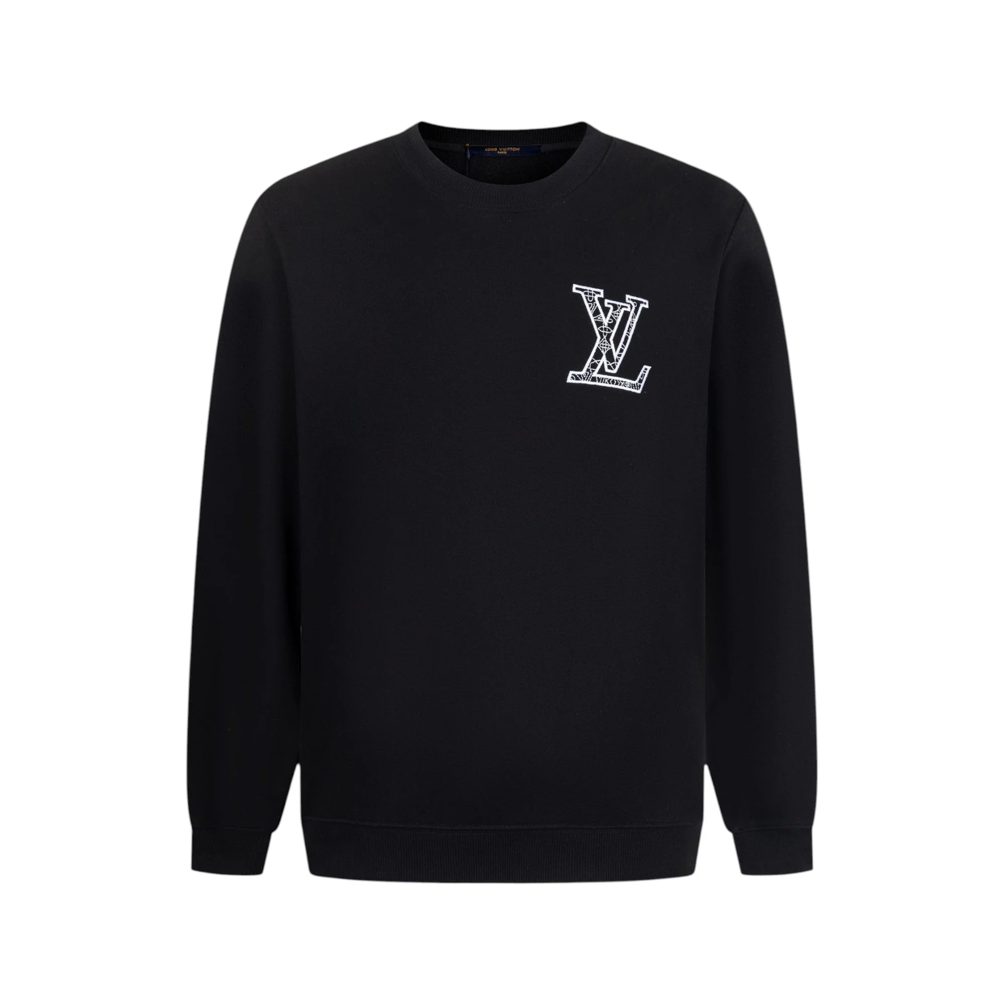 Double-sided embroidered round neck cotton sweatshirt