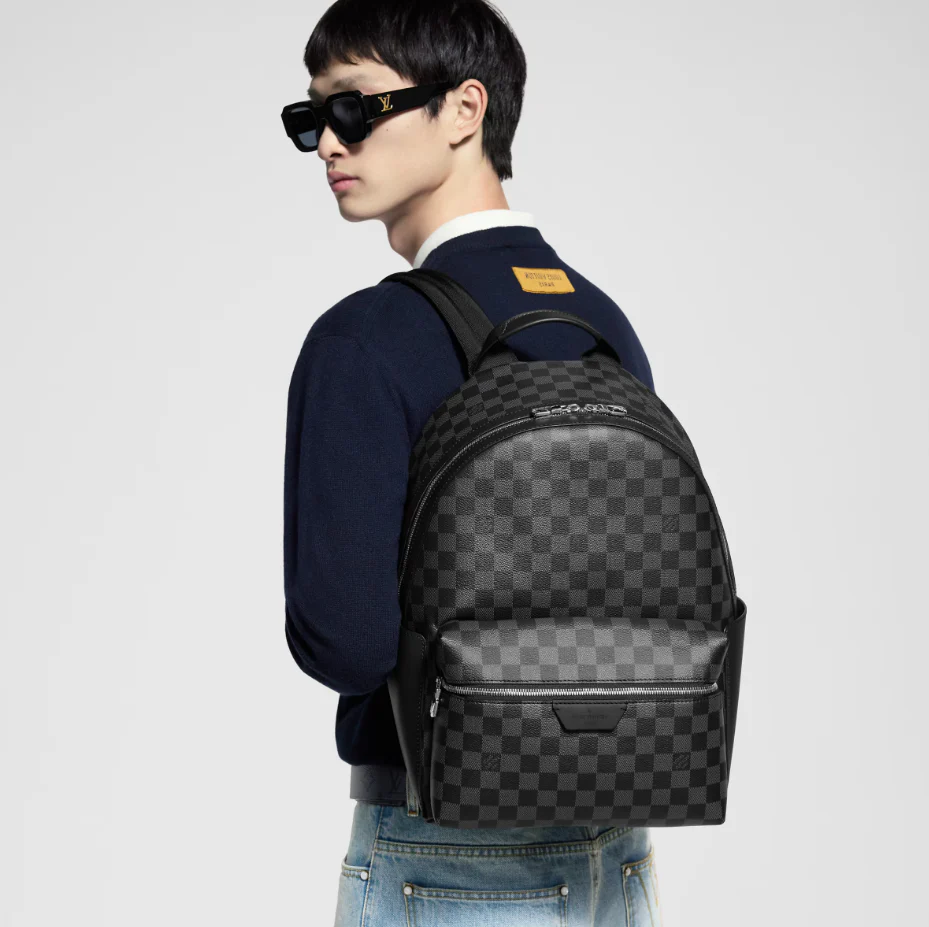 Gray checkerboard backpack