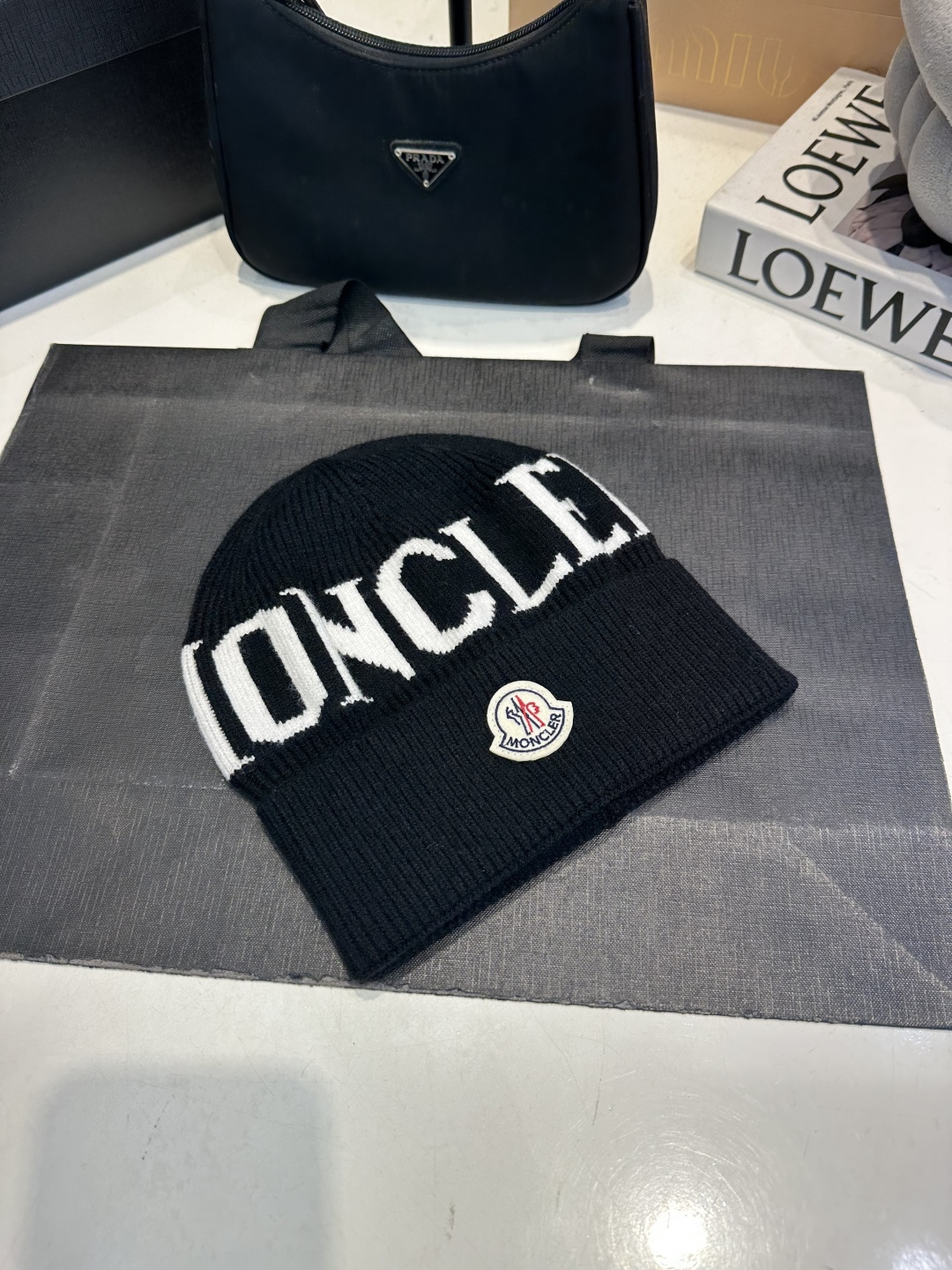 Jacquard embroidered cashmere beanie