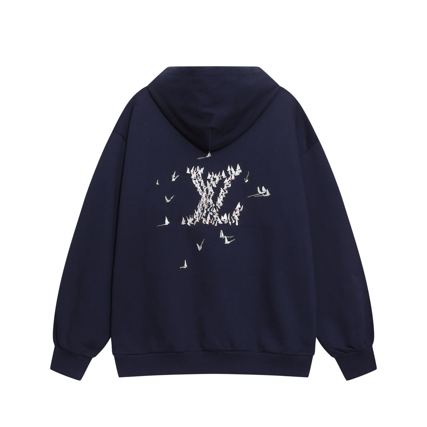 Embroidered sailboat hooded sweatshirt