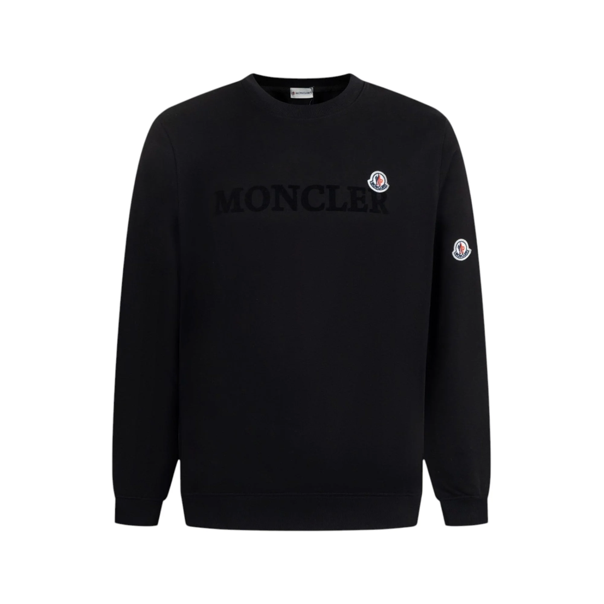 Flocked crew neck cotton sweatshirt