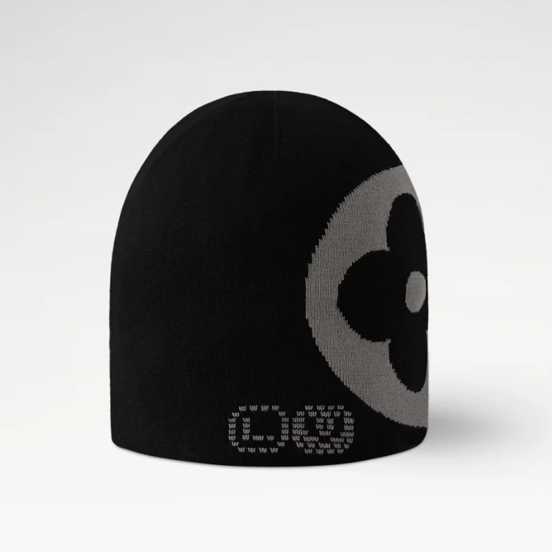 Reversible jacquard floral knit hat