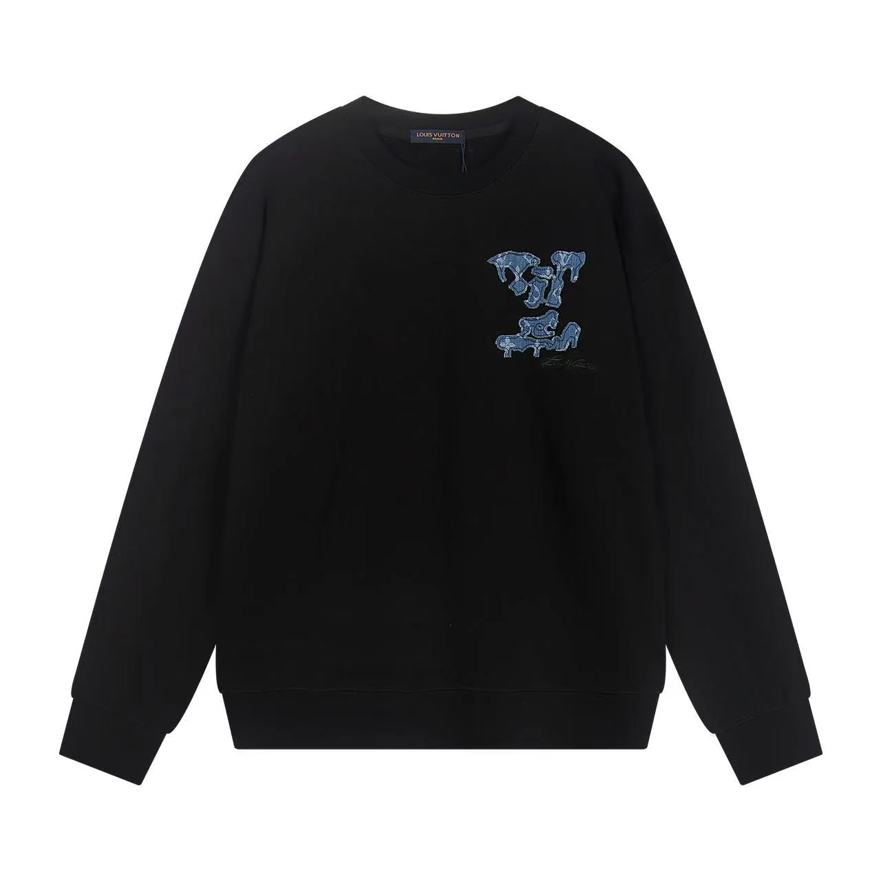 Denim embroidered sweatshirt