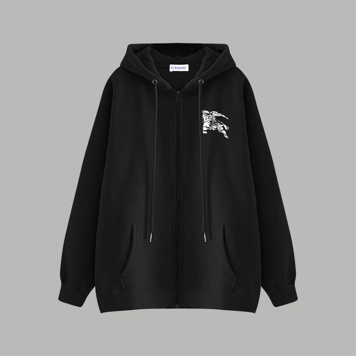 Printed zip-up hooded sweatshirt