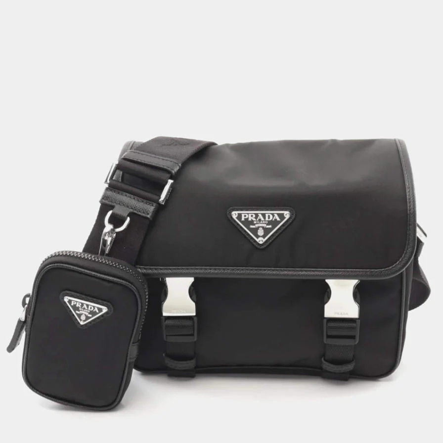 Black Nylon Men's Messenger Bag