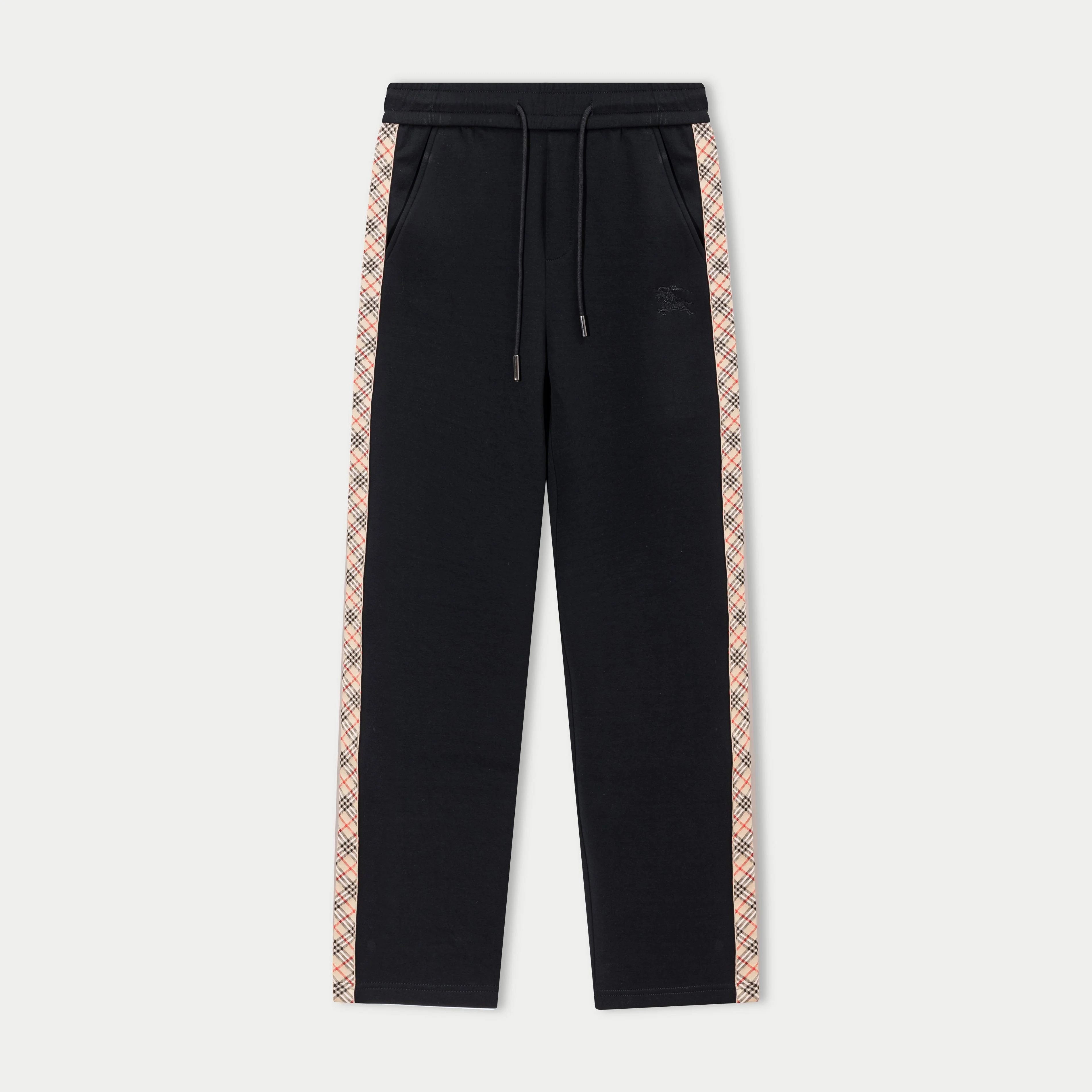 Check embroidered drawstring trousers