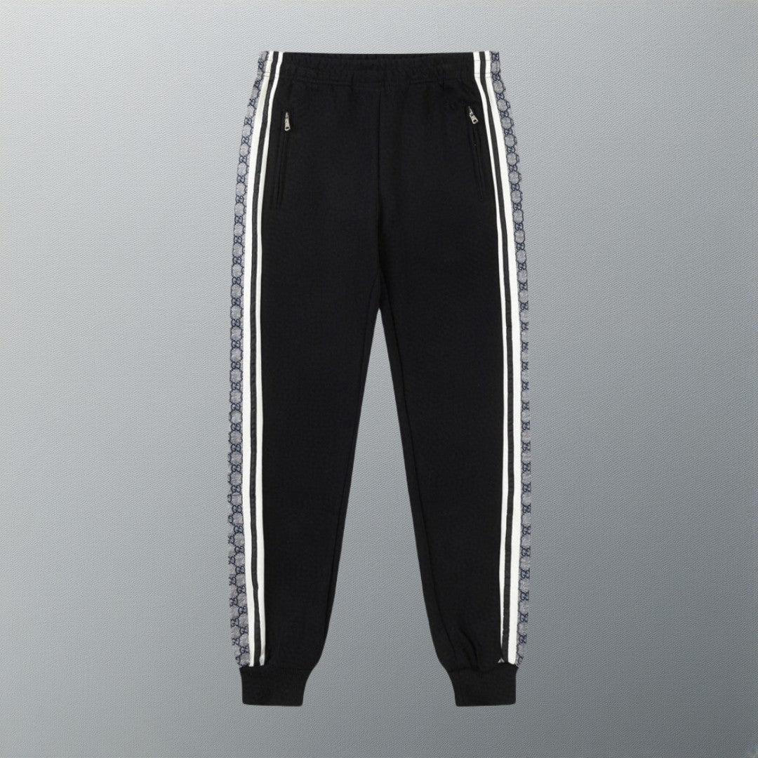 Snake-print webbing trousers