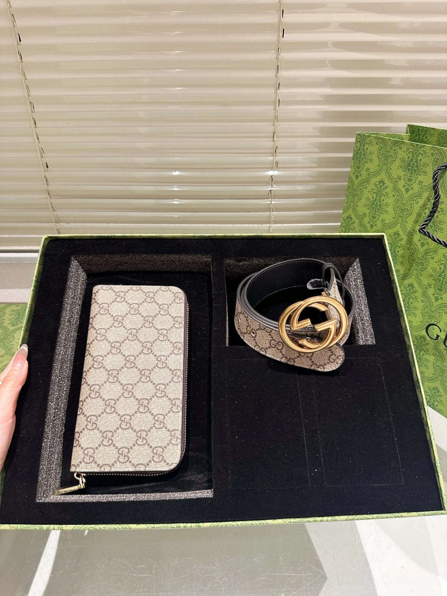 Men's Retro Print Wallet + Belt Gift Box