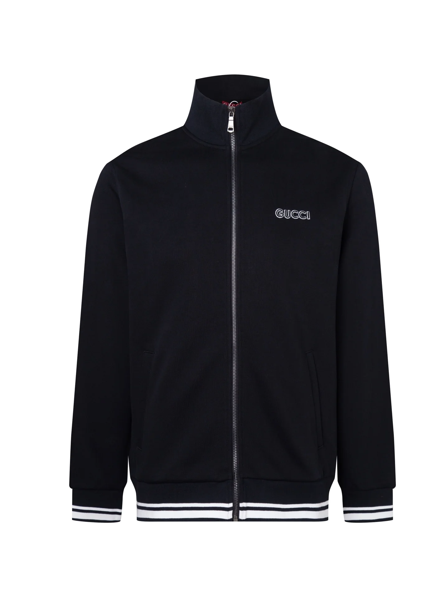 high-neck knitted jacket